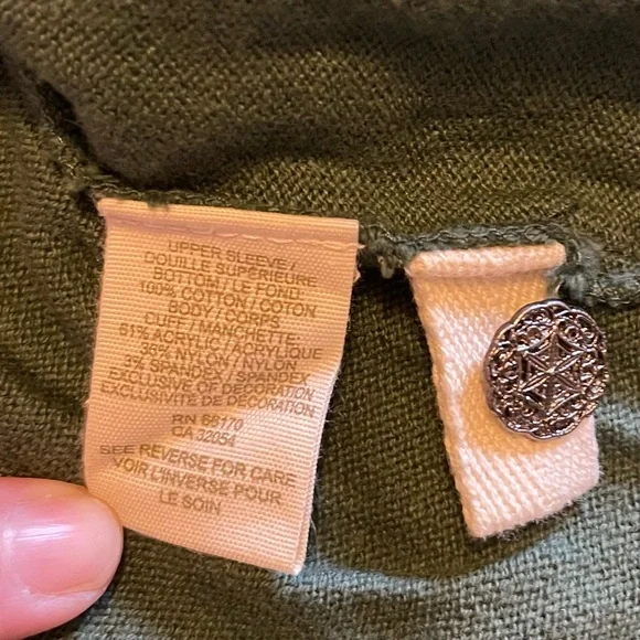 Free People Dusty Green and Teal Empire Waist Sweater Extra Long Sleeves Large - Picture 5 of 8